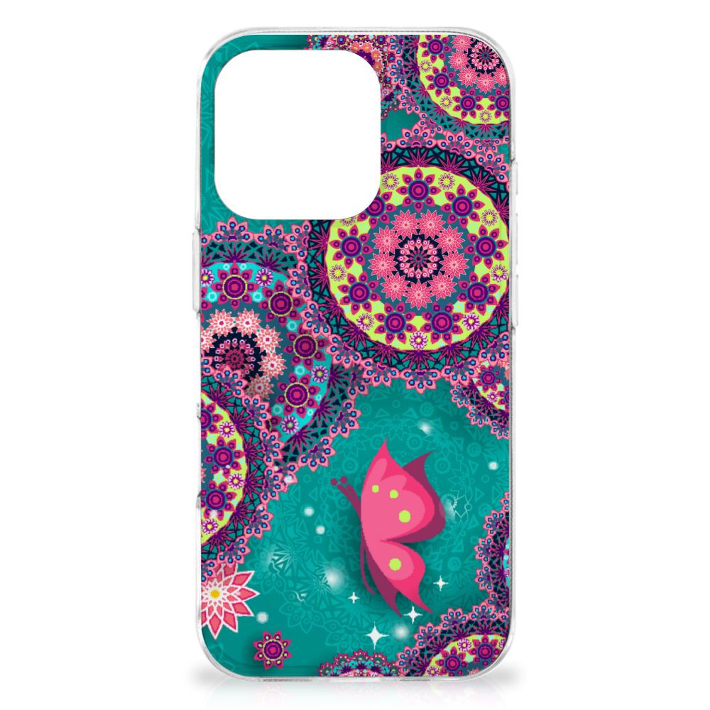 iPhone 16 Pro Hoesje maken Cirkels en Vlinders design Cirkels en Vlinders zijaanzicht