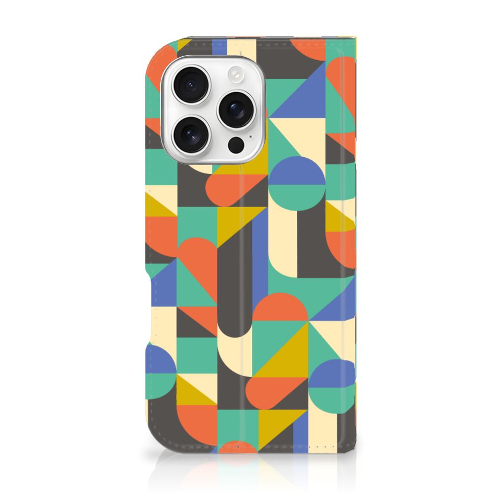 iPhone 16 Pro Hoesje met Magneet Funky Retro design funky retro voorkant