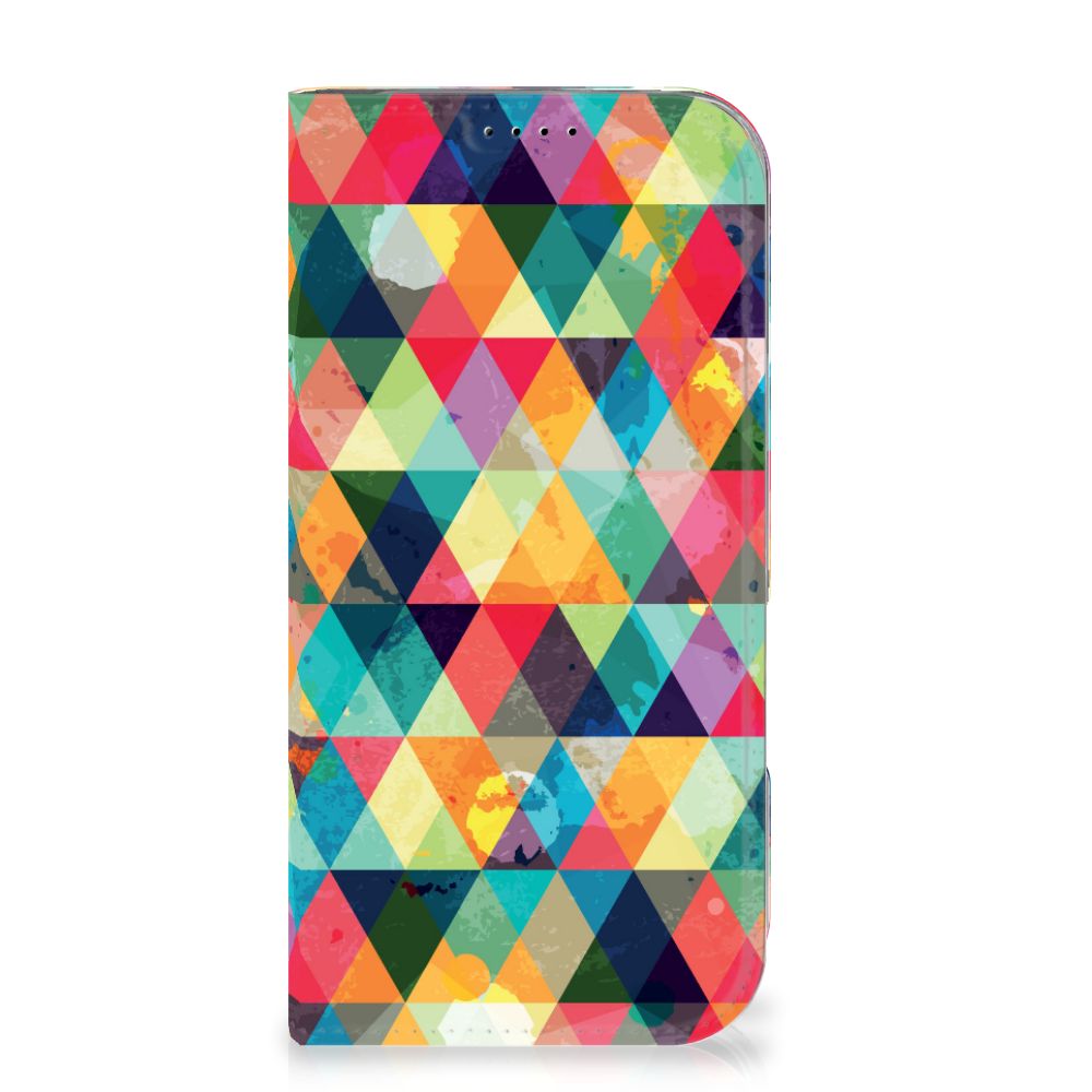 iPhone 16 Pro Hoesje met Magneet Geruit ruitjes design voorkant