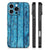 Apple iPhone 16 Pro Houten Print Telefoonhoesje Wood Blue achterkant aanzicht