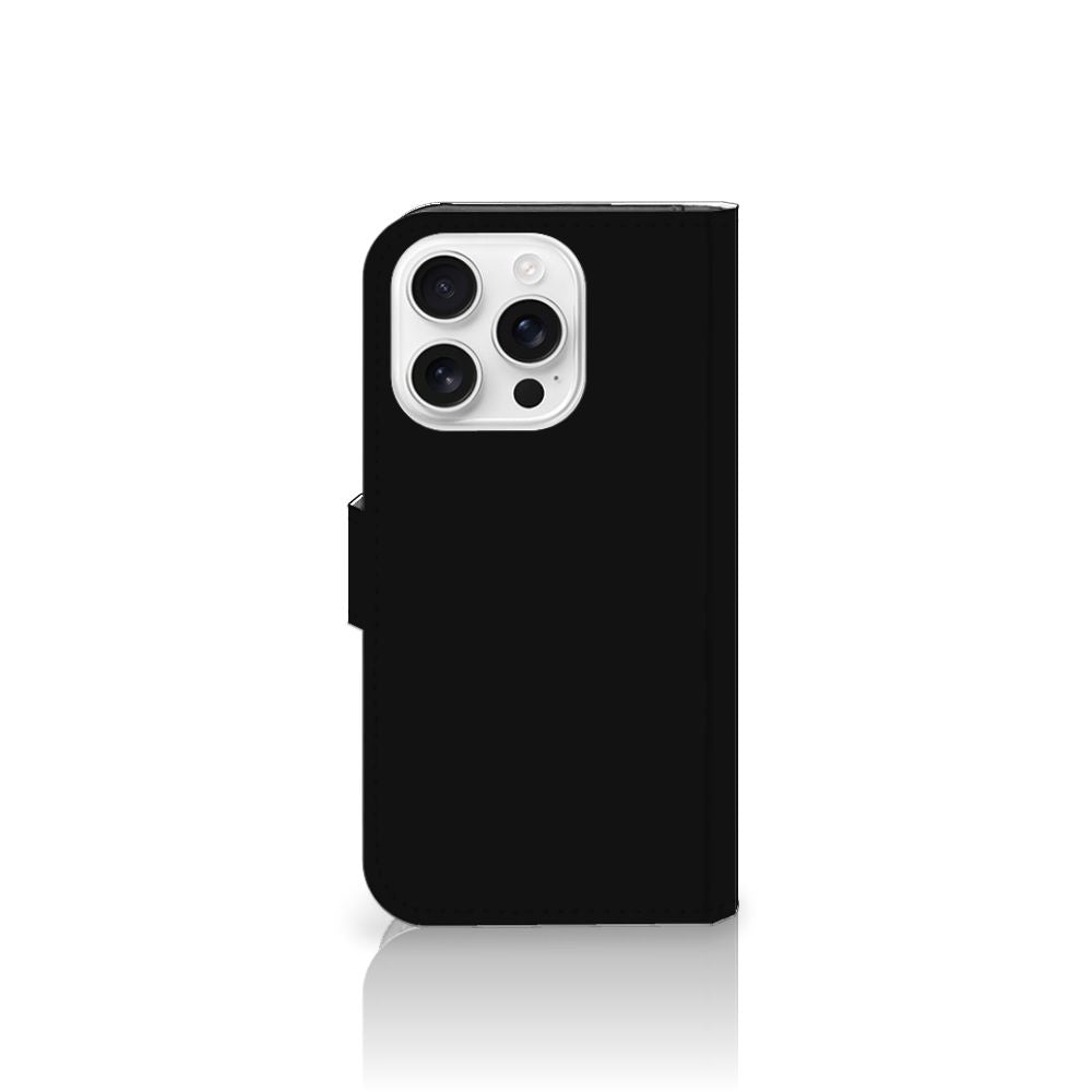 iPhone 16 Pro Leuk Hoesje Boho Text zwart design aanzicht