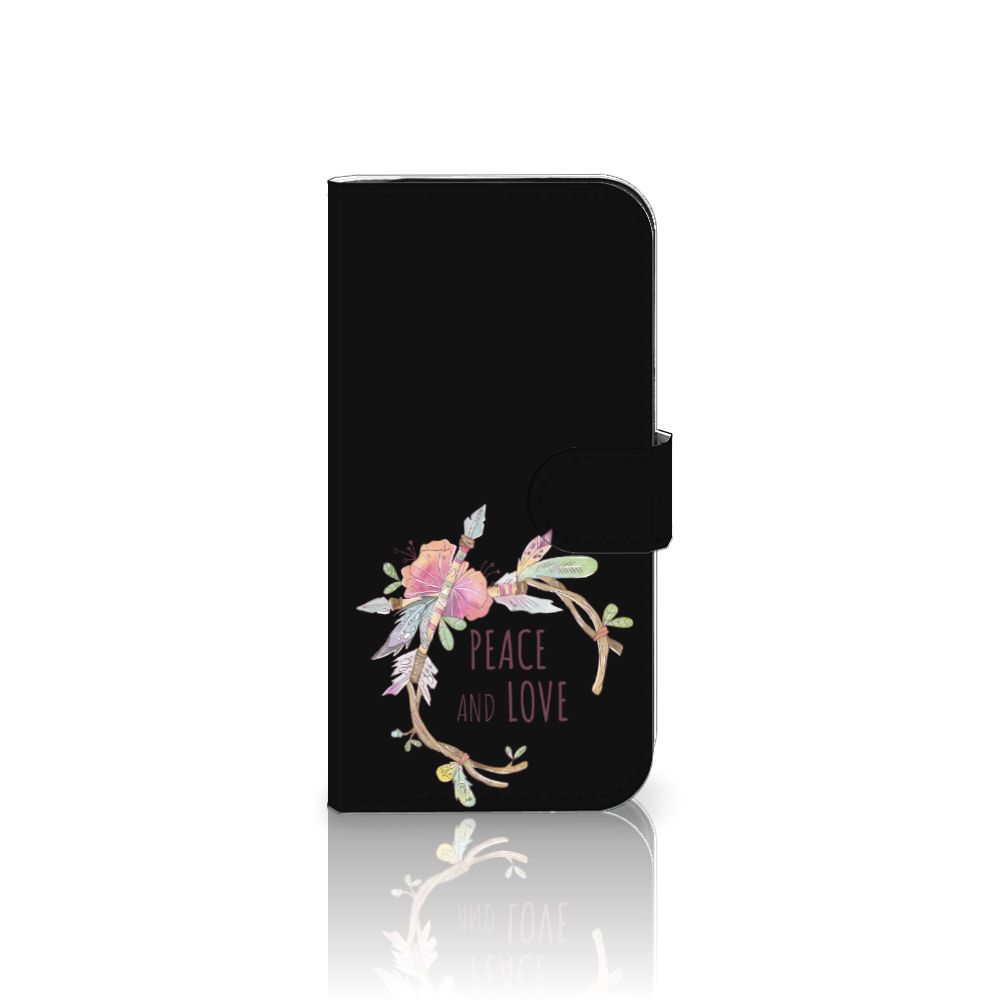 iPhone 16 Pro Leuk Hoesje Boho Text zwart hoesje bloemen design voorkant