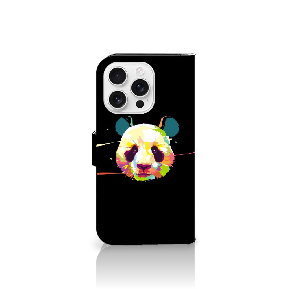 iPhone 16 Pro Leuk Hoesje Panda Color telefoonhoesje panda kleur ontwerp voren