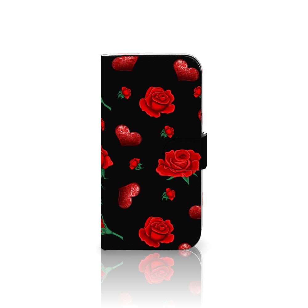 iPhone 16 Pro Leuk Hoesje Valentine bookcase roses hearts front