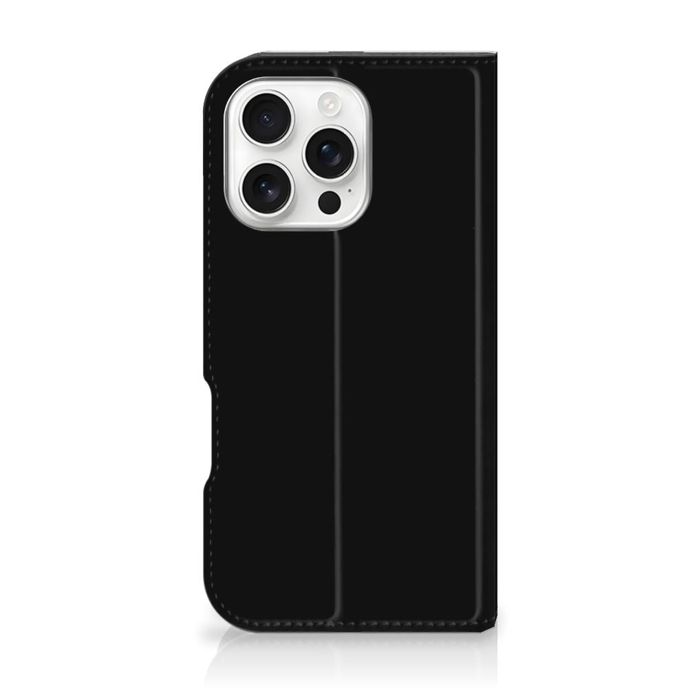iPhone 16 Pro Magnet Case Boho Text telefoonhoesje zwart aanzicht