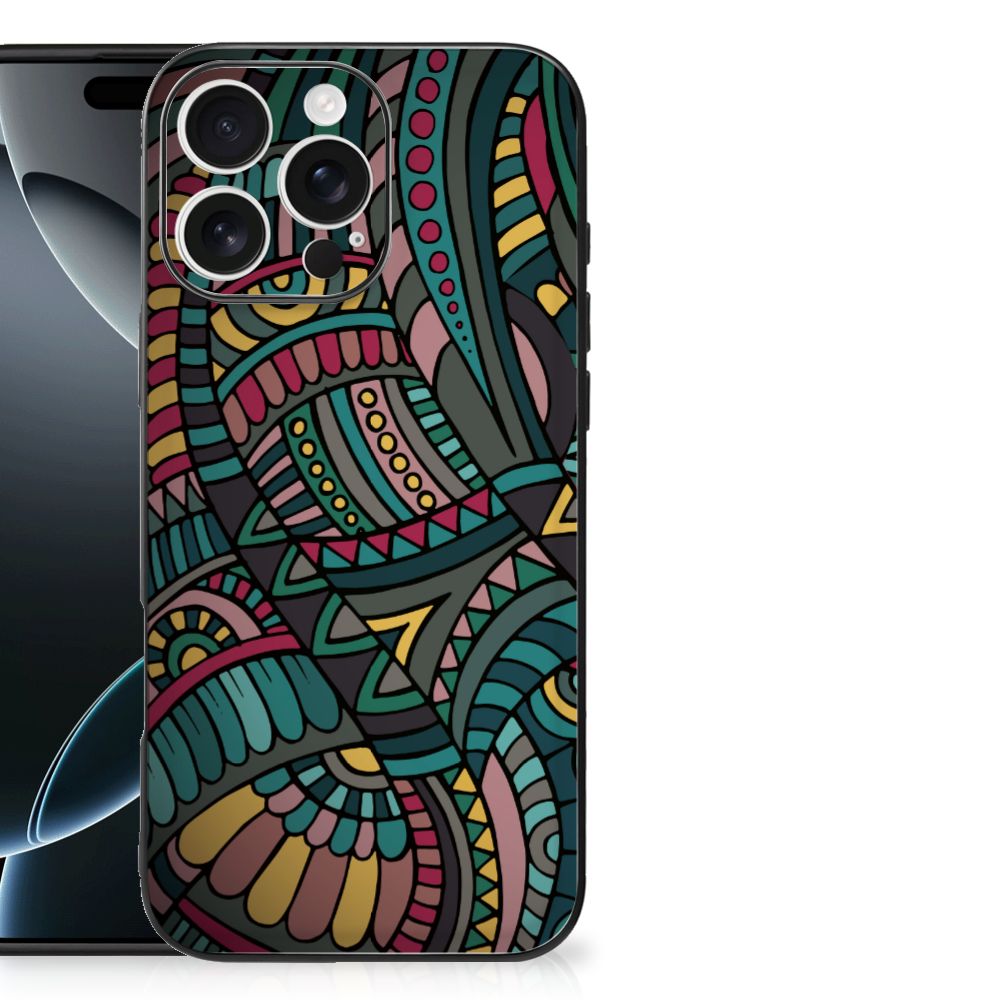 Apple iPhone 16 Pro Max Back Case Aztec patroon kleurrijk design achterzijde