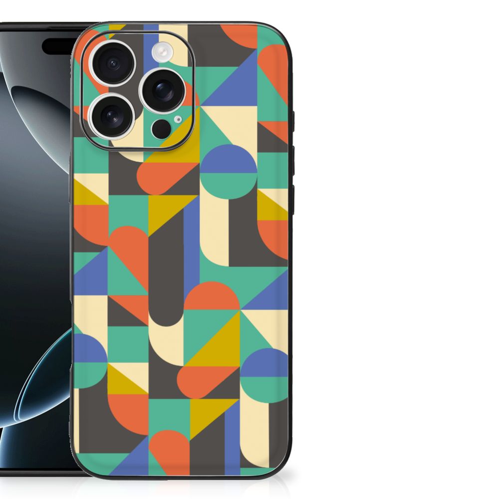 Apple iPhone 16 Pro Max Back Case Funky Retro patronen design voorkant