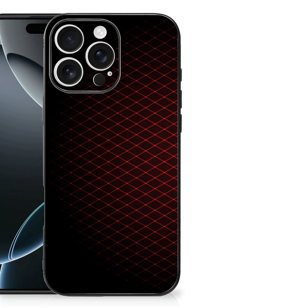 Apple iPhone 16 Pro Max back case Geruit Rood patroon achterkant