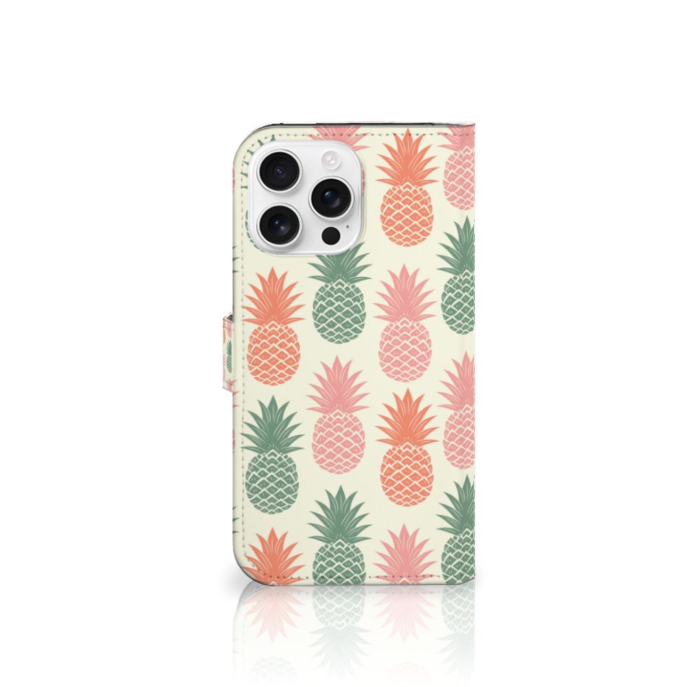 iPhone 16 Pro Max Book Cover Ananas telefoonhoesje ananas design voorkant