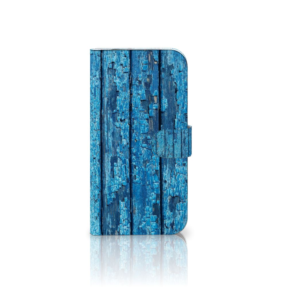 iPhone 16 Pro Max Book Style Case Wood Blue boekhoesje afgebladderd blauw hout aanzicht