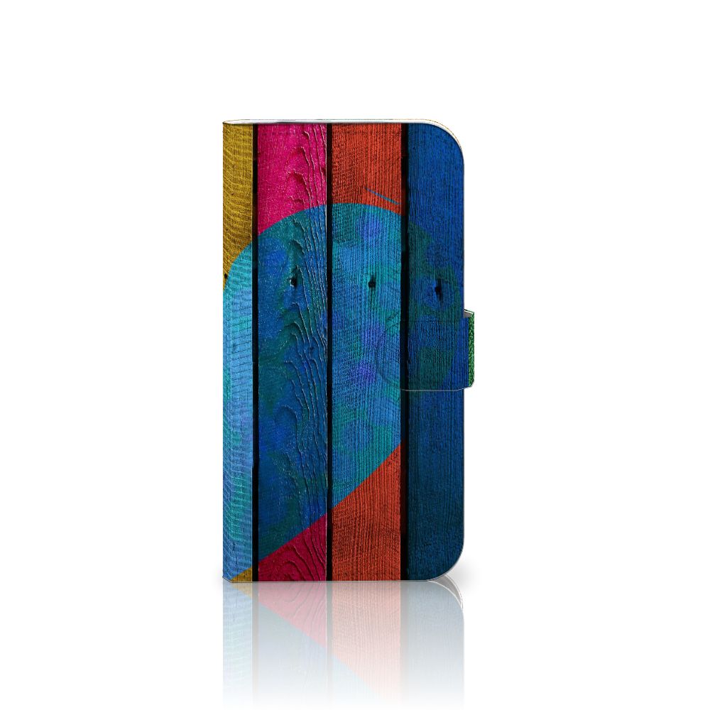 iPhone 16 Pro Max Book Style Case Wood Heart boekhoesje hartje vooraan
