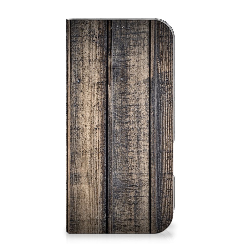 iPhone 16 Pro Max Book Wallet Case Steigerhout design steigerhout aanzicht