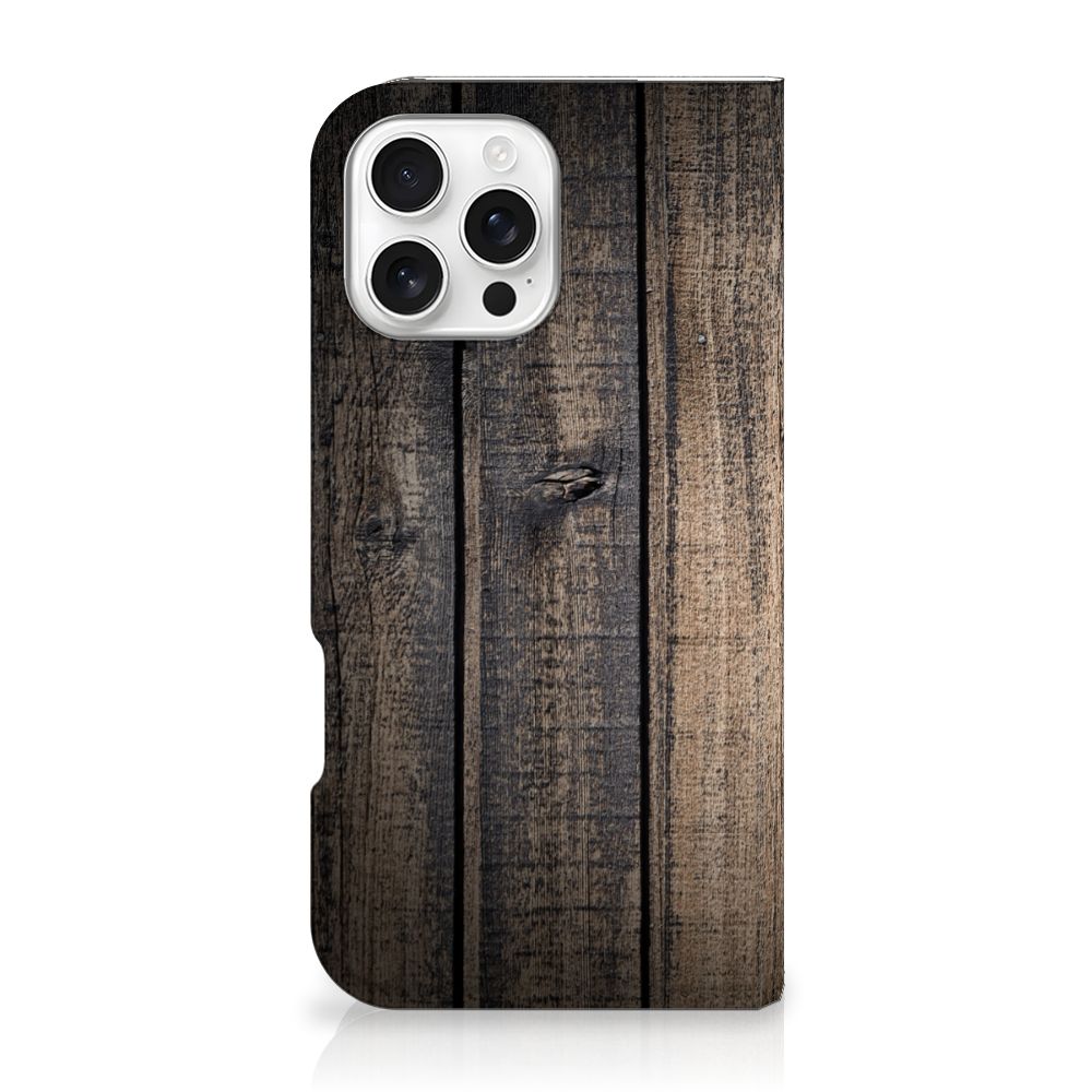 iPhone 16 Pro Max Book Wallet Case Steigerhout steigerhout voorkant
