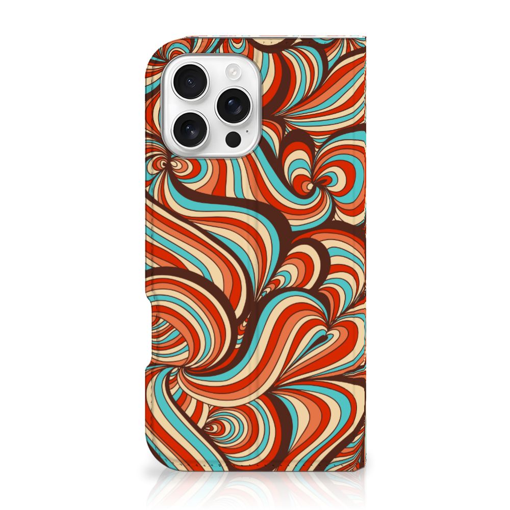 iPhone 16 Pro Max Bookcase Retro design retro kleuren aanzicht