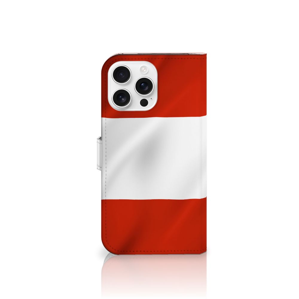 iPhone 16 Pro Max Bookstyle Case Oostenrijk vlag design voorkant