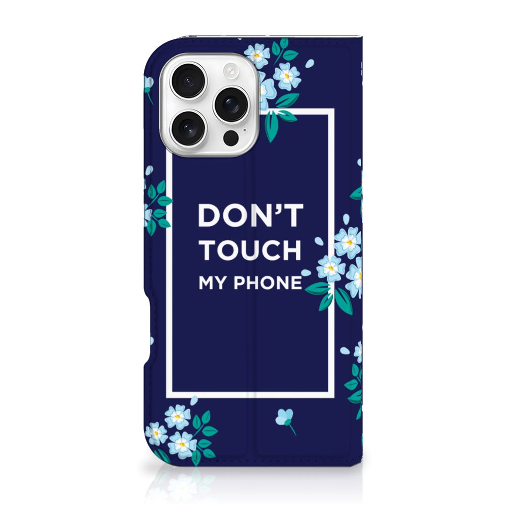 iPhone 16 Pro Max Design Case Flowers Blue DTMP voorkant