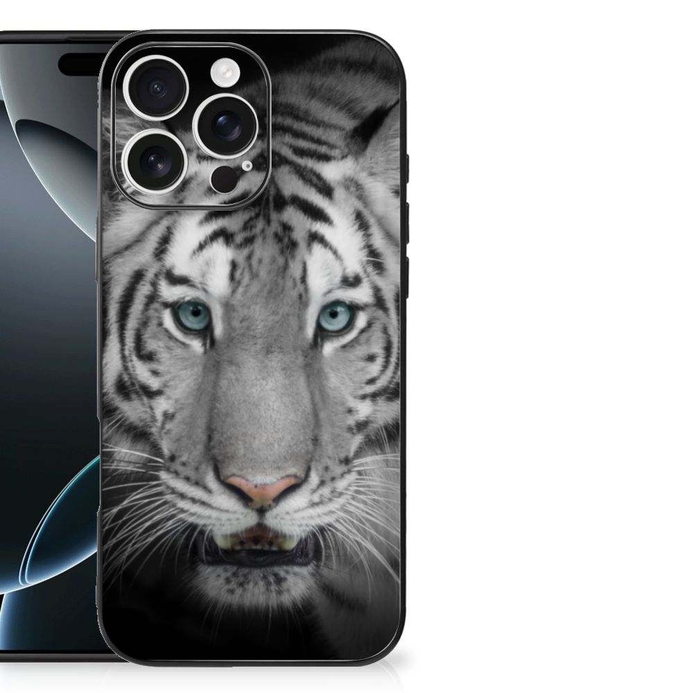 Apple iPhone 16 Pro Max Dierenprint Telefoonhoesje Tijger tijger gezicht aanzicht