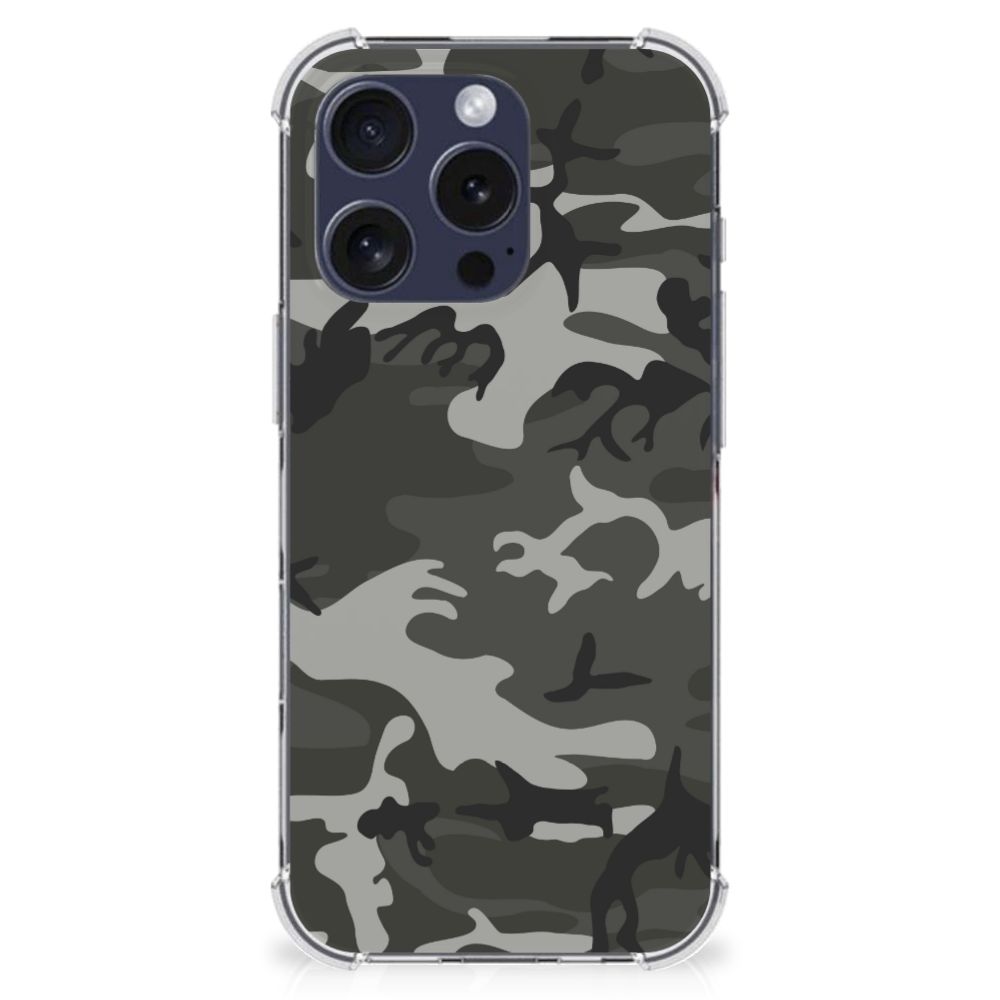 iPhone 16 Pro Max Doorzichtige Silicone Hoesje Army Light camouflage achteraanzicht