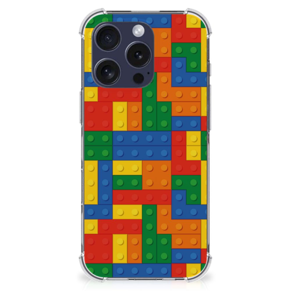 iPhone 16 Pro Max Doorzichtige Silicone Hoesje Blokken design blokken kleurrijk