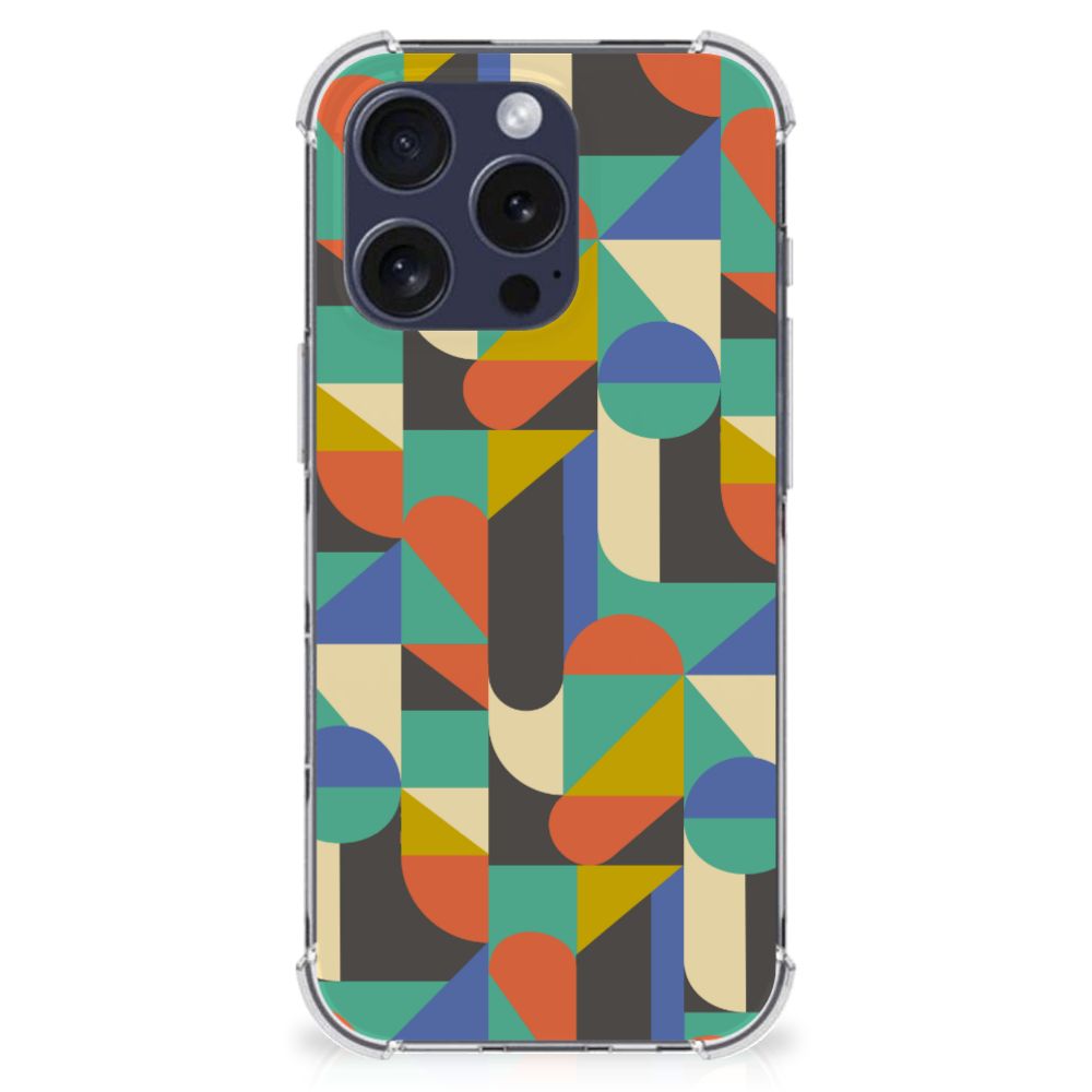 iPhone 16 Pro Max Doorzichtige Silicone Hoesje Funky Retro design kleurrijk aanzicht