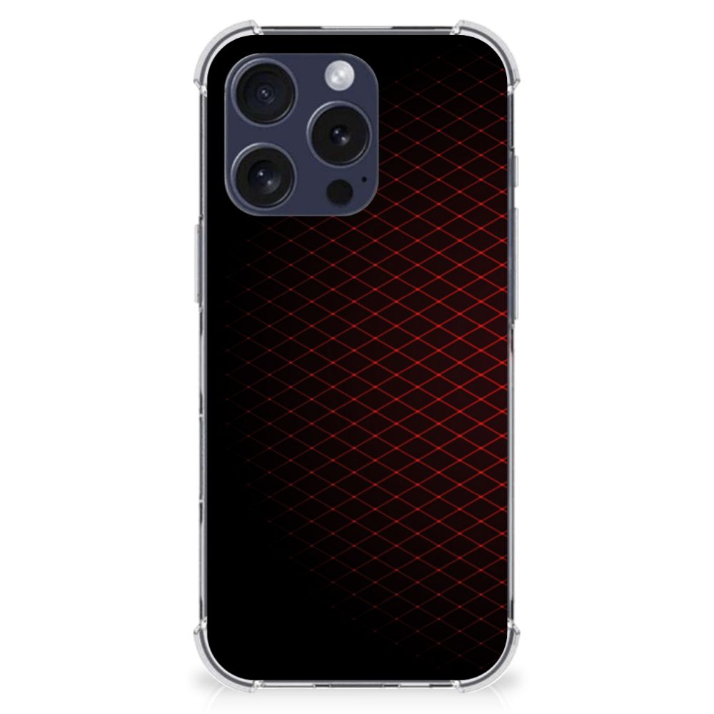 iPhone 16 Pro Max Doorzichtige Silicone Hoesje Geruit Rood achterkant