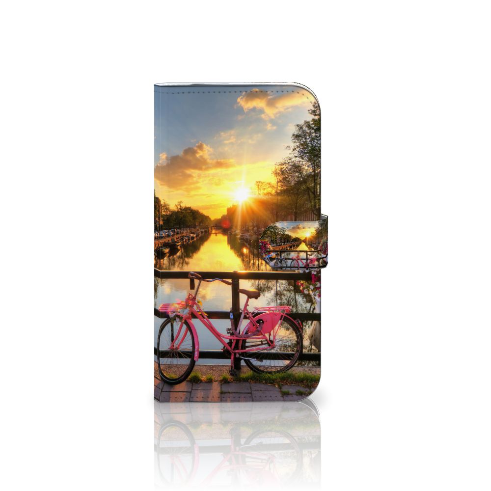 iPhone 16 Pro Max Flip Cover Amsterdamse Grachten designnaam fiets zonsondergang aanzicht