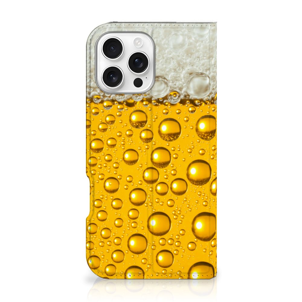 iPhone 16 Pro Max Flip Style Cover Bier bierprint zijaanzicht
