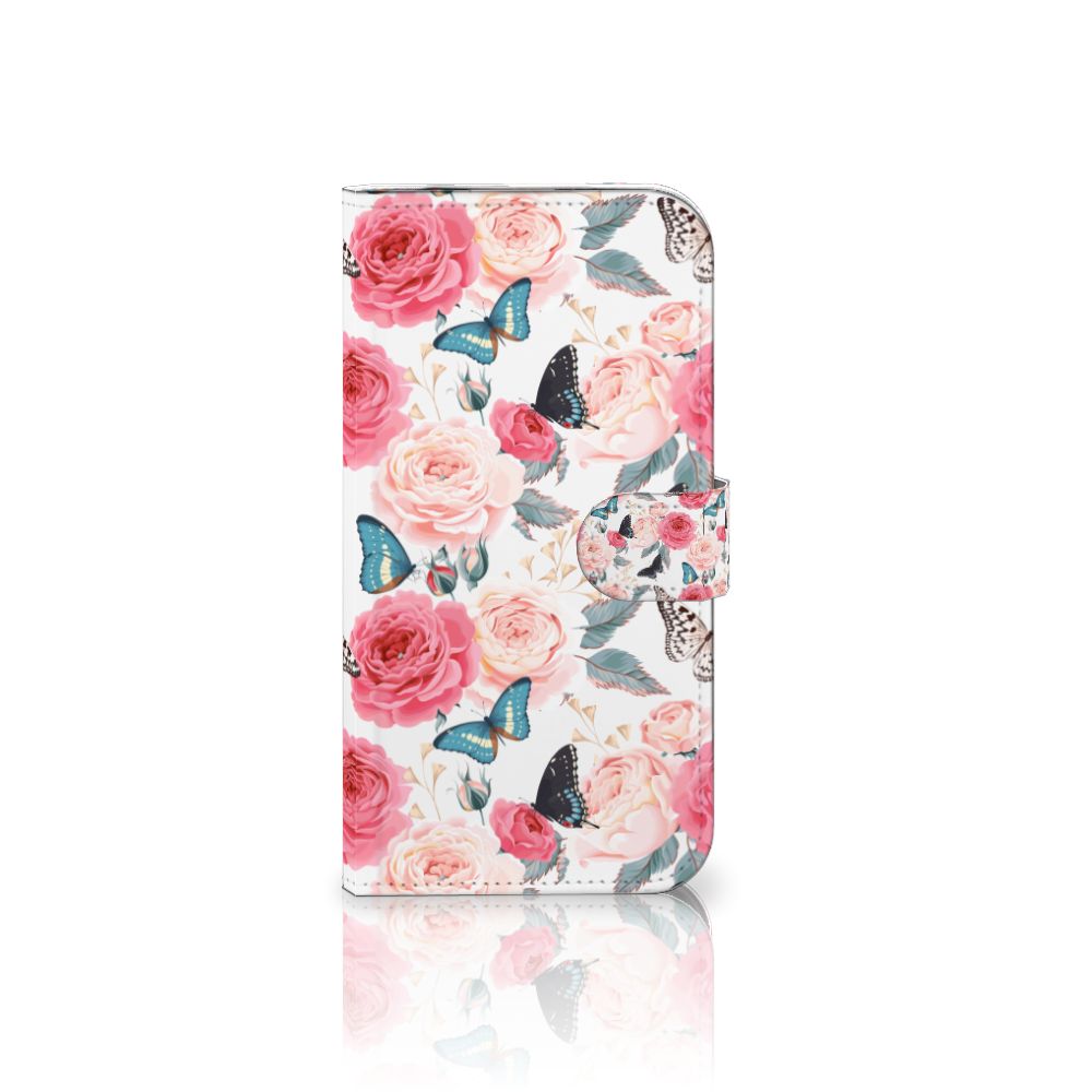 iPhone 16 Pro Max Hoesje Butterfly Roses boekhoes design vlinders rozen aanzicht