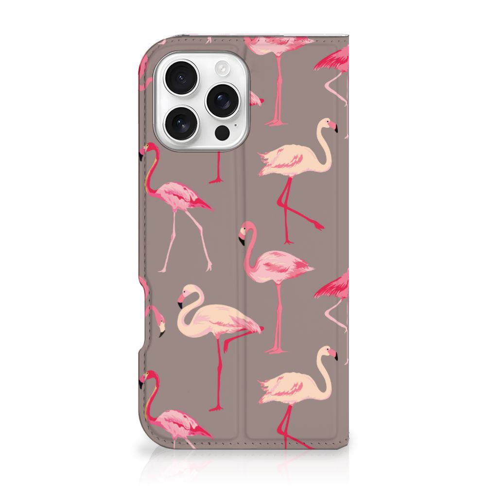 iPhone 16 Pro Max Hoesje maken Flamingo flamingo smartphone hoesje zijaanzicht