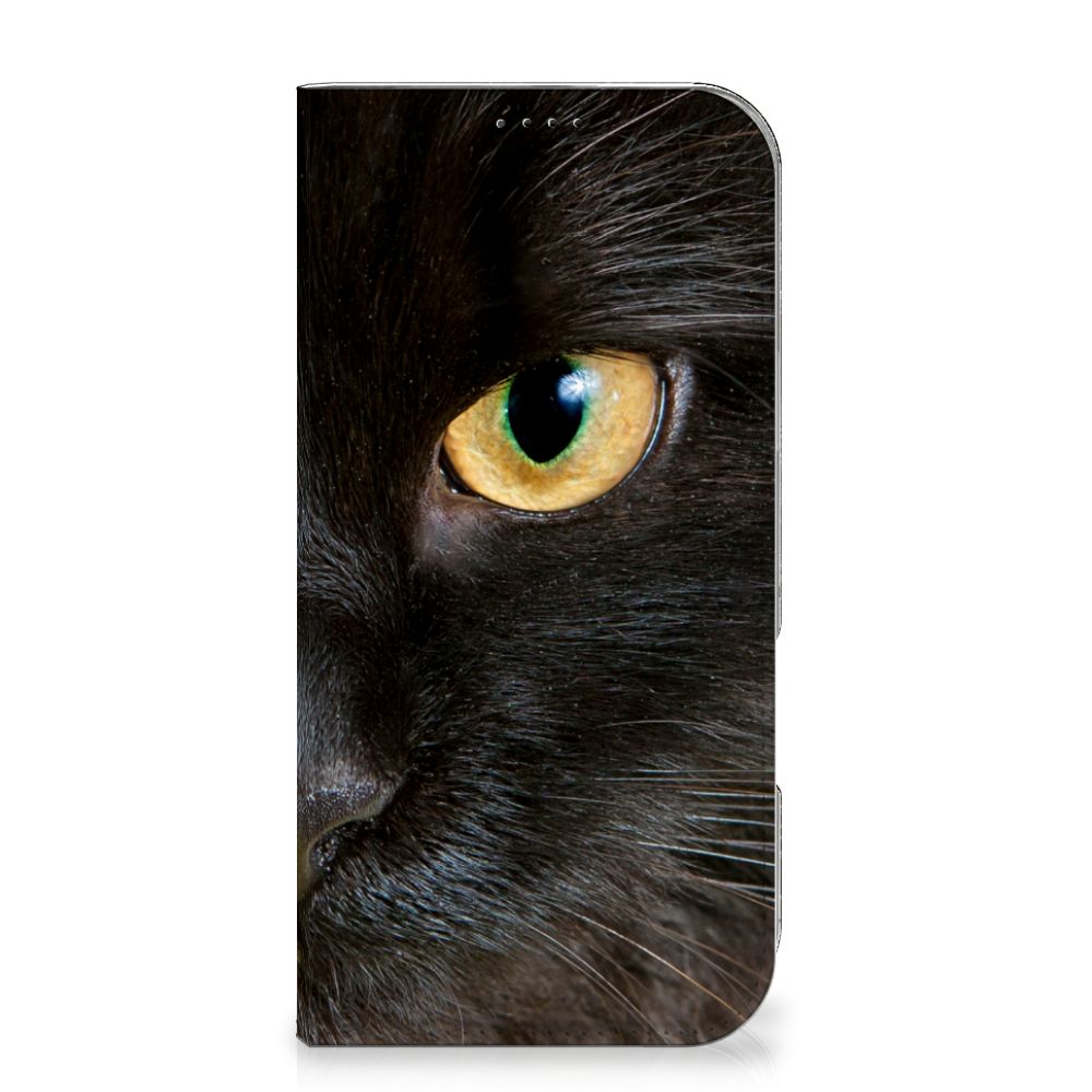 iPhone 16 Pro Max Hoesje maken Zwarte Kat design met zwart kattenoog aanzicht