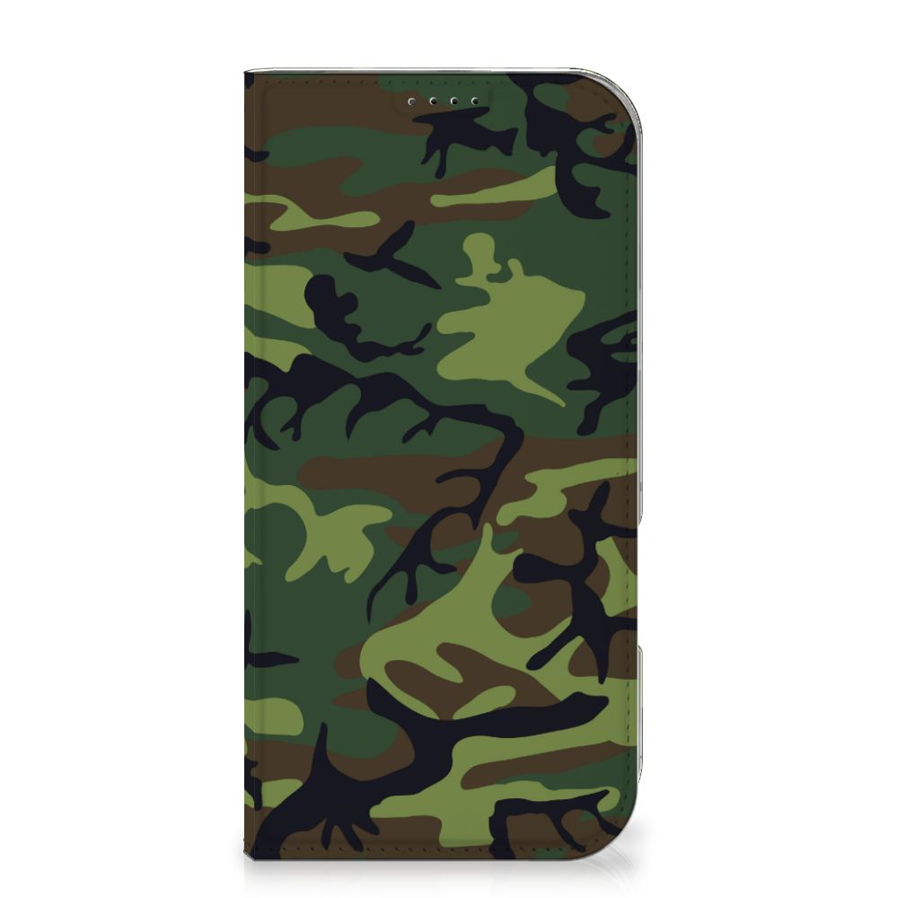 iPhone 16 Pro Max Hoesje met Magneet Army Dark camouflage design voorkant