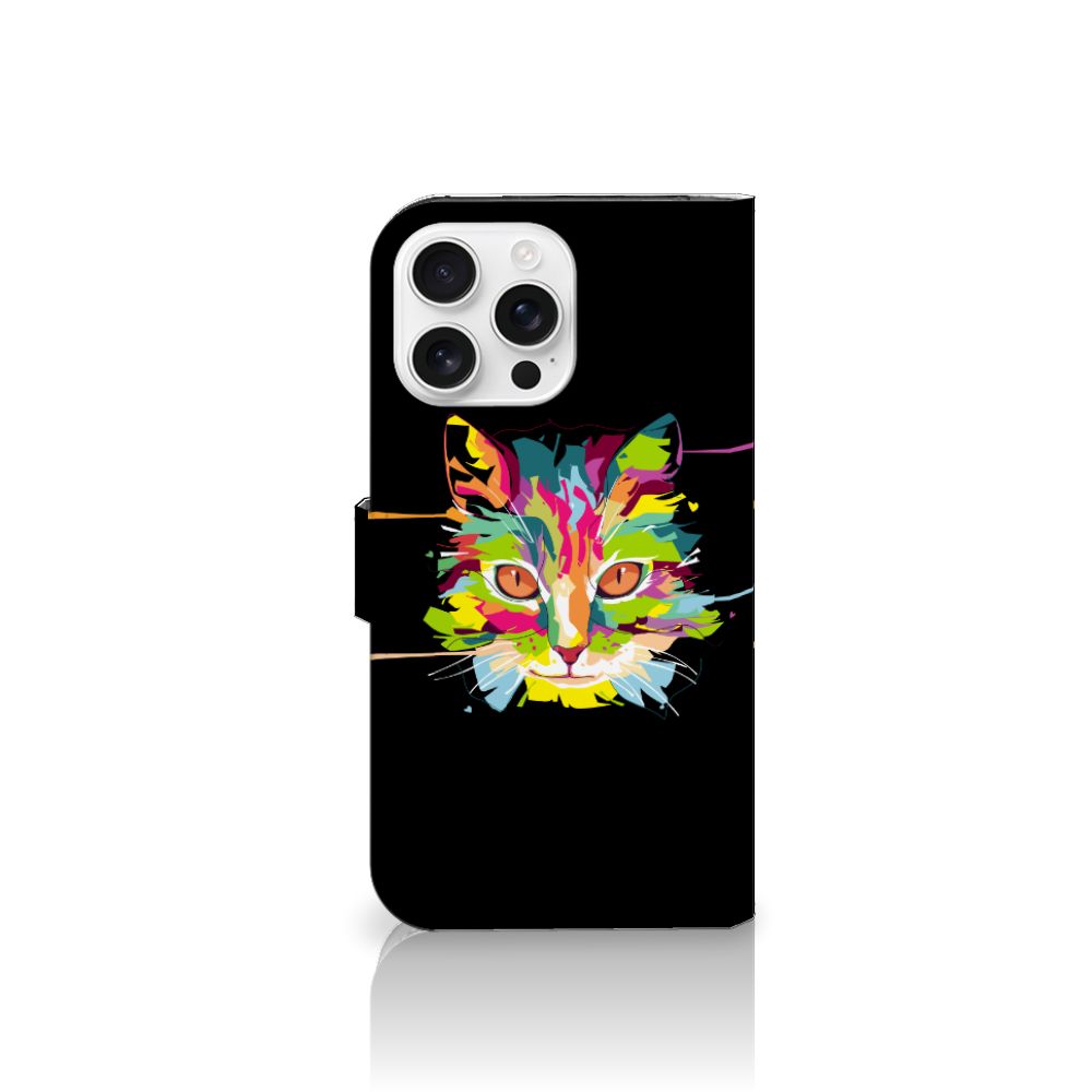 iPhone 16 Pro Max Leuk Hoesje Cat Color hoesje kat kleurrijk front