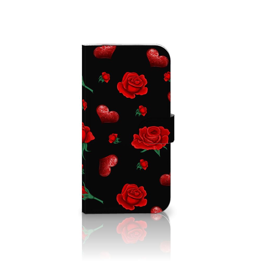 iPhone 16 Pro Max Leuk Hoesje Valentine bookcase zwart rozen hart