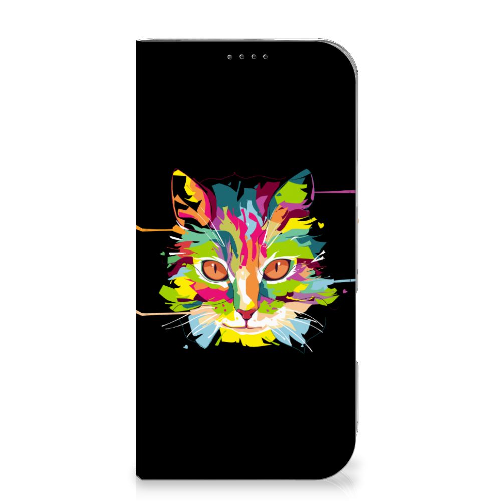iPhone 16 Pro Max Magnet Case Cat Color voorkant kleurrijk ontwerp kat