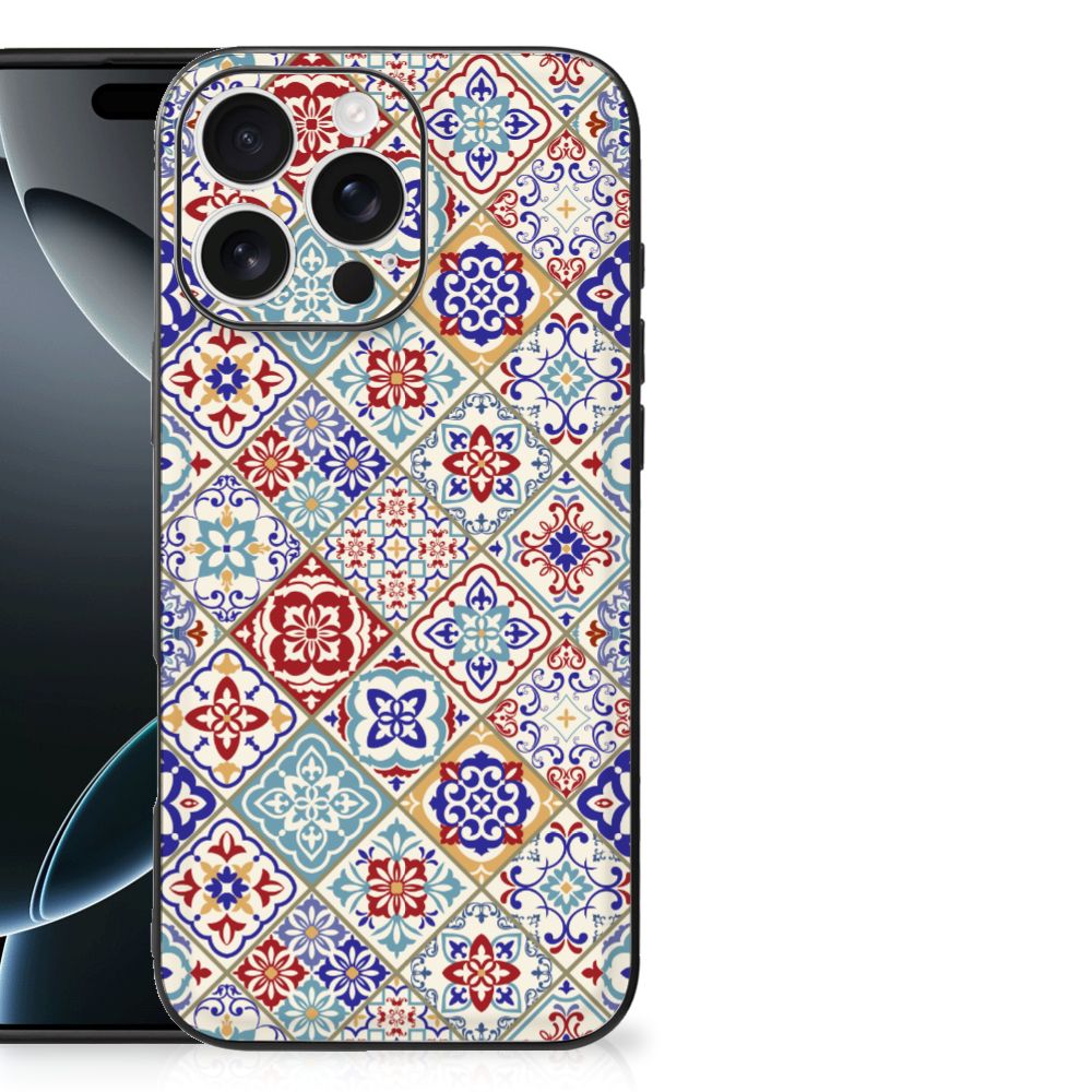 Apple iPhone 16 Pro Max Marmeren Print Telefoonhoesje Tiles Color stenenprint achterkant