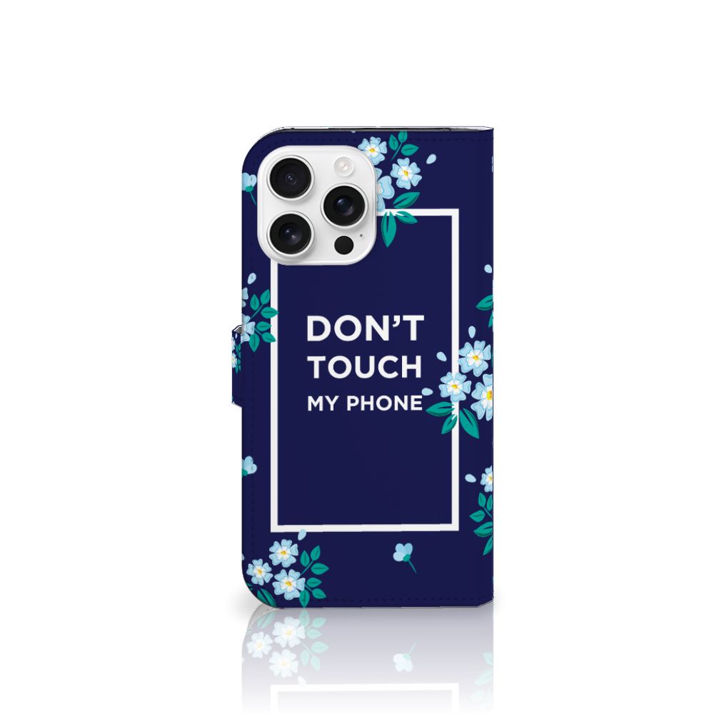iPhone 16 Pro Max Portemonnee Hoesje Flowers Blue DTMP portemonnee bloemen blauw voorkant