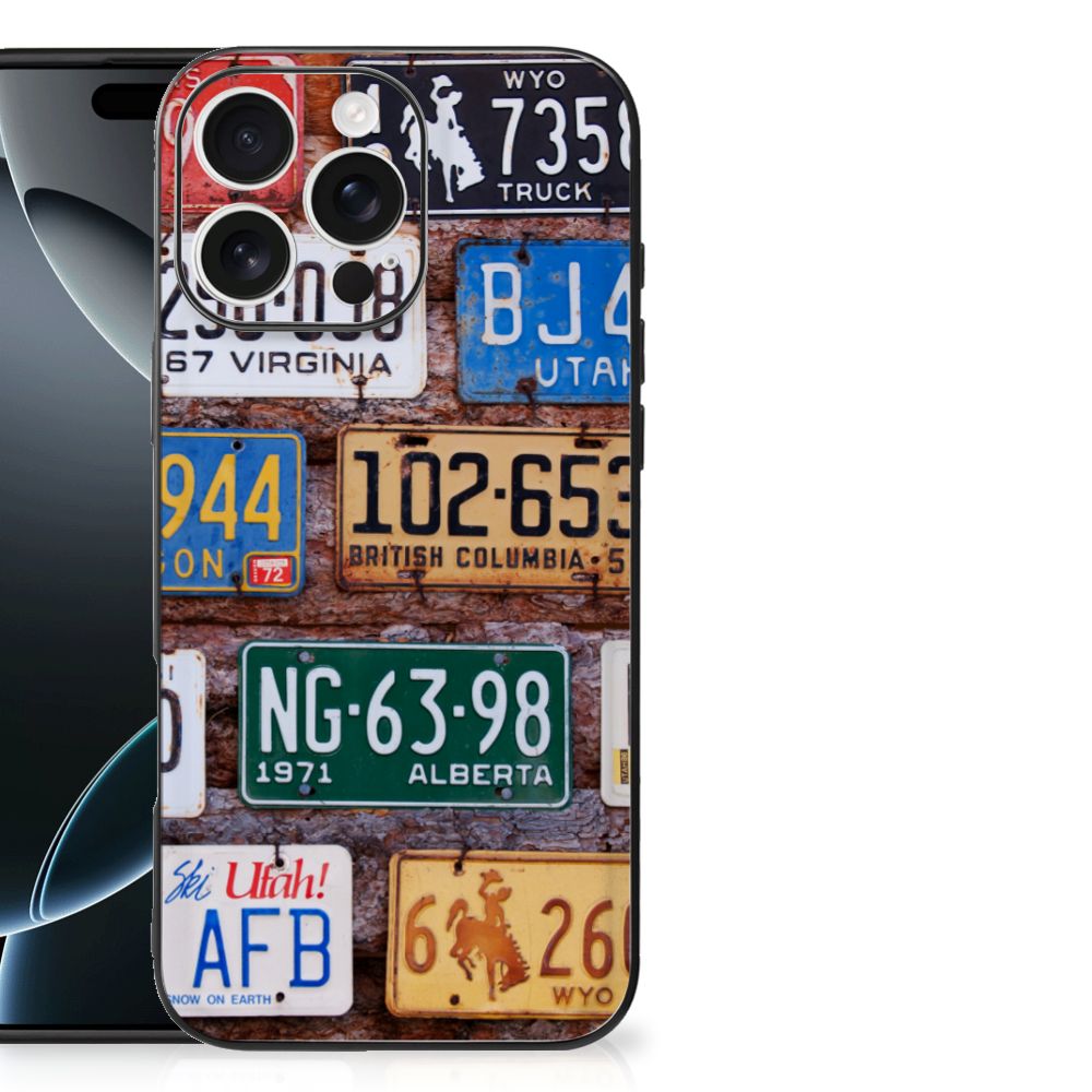 Apple iPhone 16 Pro Max Silicone Back Case Kentekenplaten vintage design achterkant