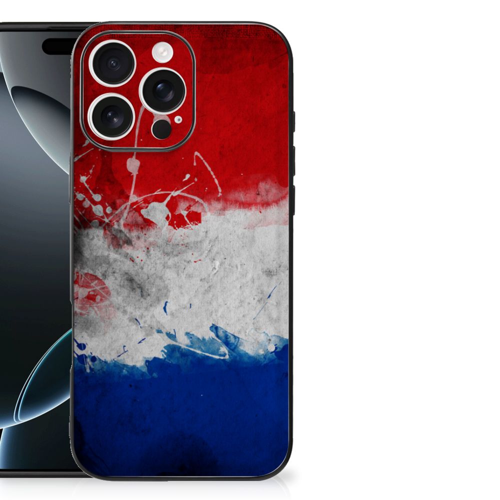 Apple iPhone 16 Pro Max Silicone Case Nederland vlaggenprint achterzijde