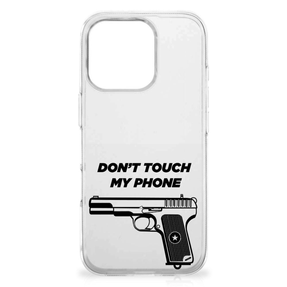 iPhone 16 Pro Max Silicone-hoesje Pistol DTMP transparant design bovenkant