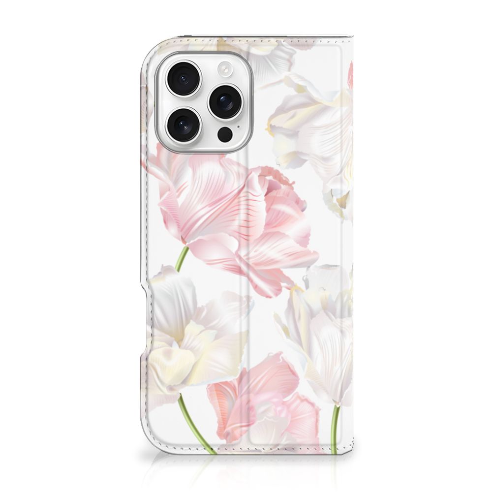 iPhone 16 Pro Max Smart Cover Lovely Flowers bloemen roze wit aanzicht
