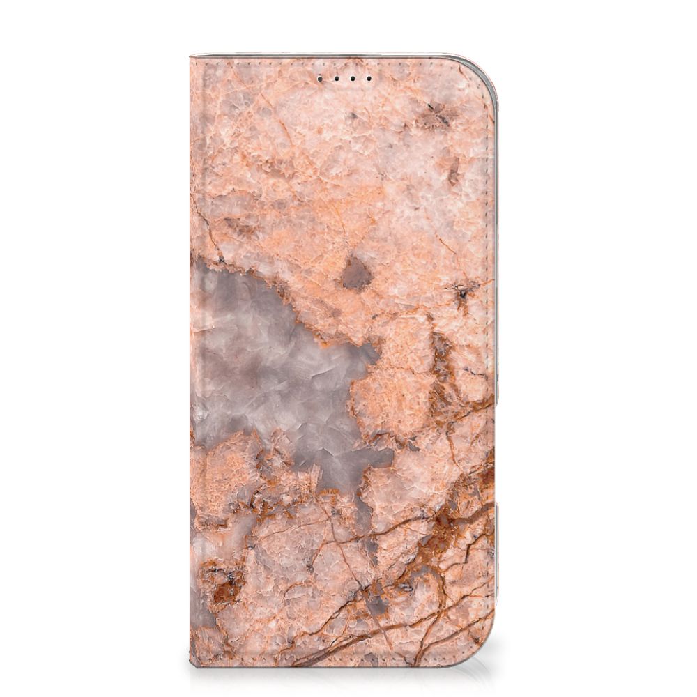 iPhone 16 Pro Max Standcase Marmer Oranje design hoesje vooraanzicht