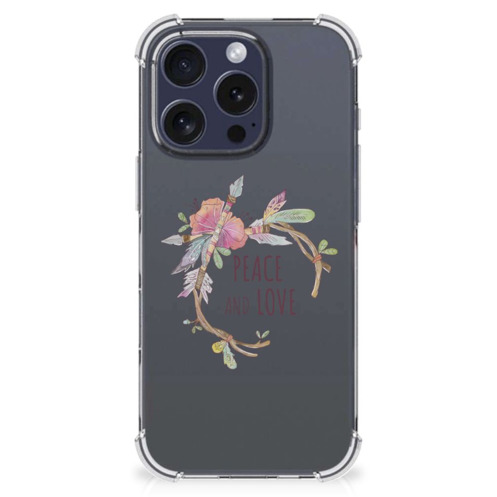 iPhone 16 Pro Max Stevig Bumper Hoesje Boho Text achterkant