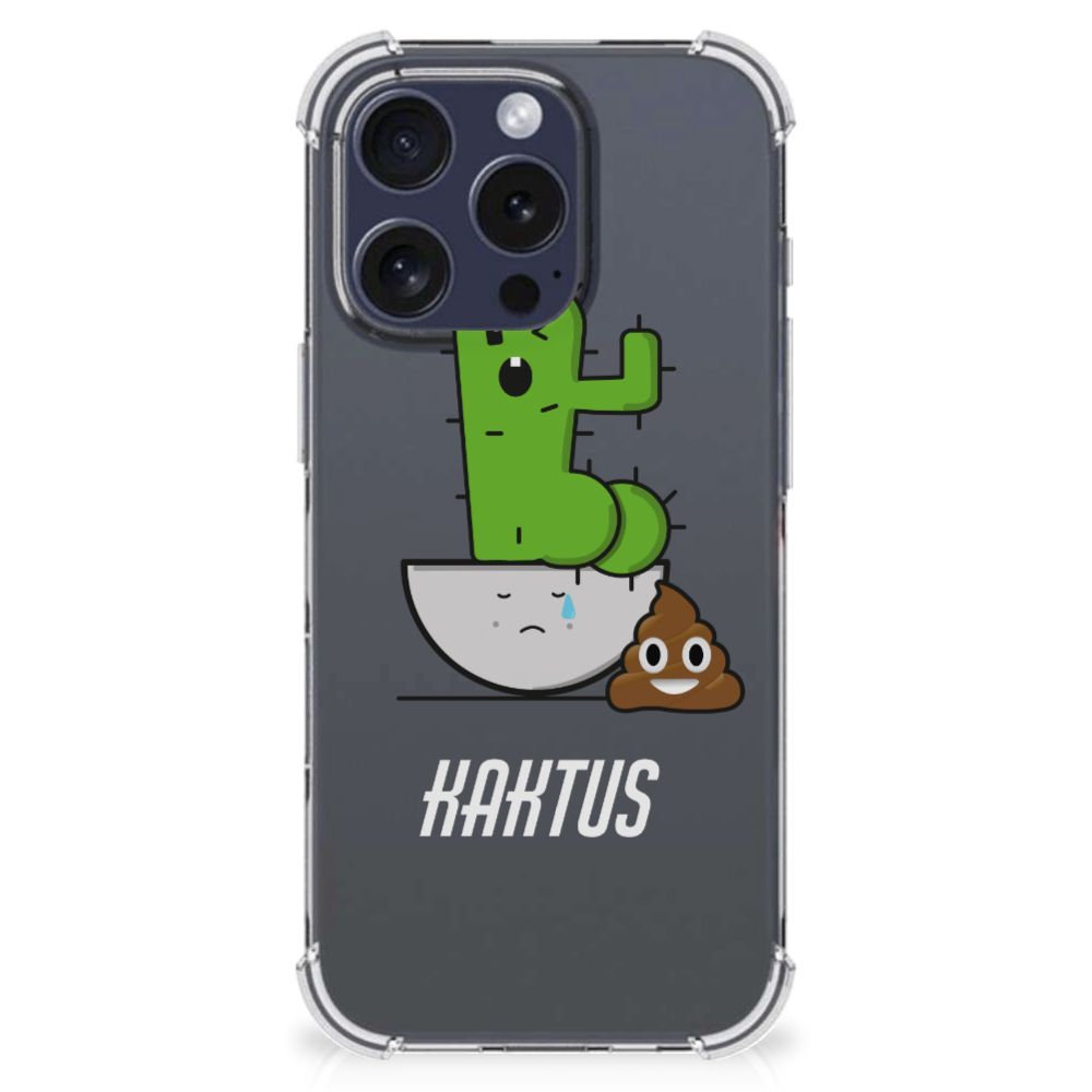 iPhone 16 Pro Max Stevig Bumper Hoesje Cactus Poo design voorzijde