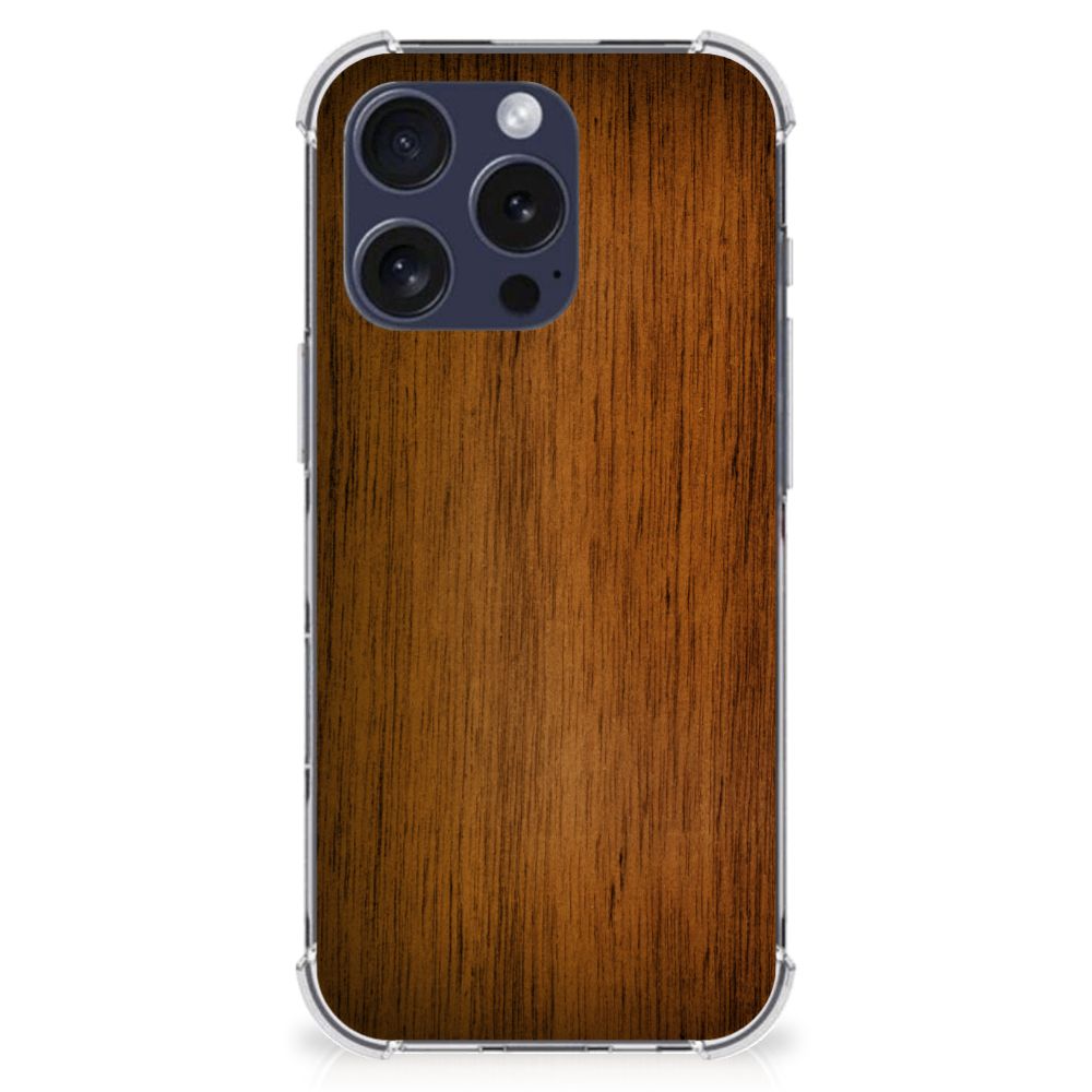 iPhone 16 Pro Max Stevig Telefoonhoesje Donker Hout achterzijde