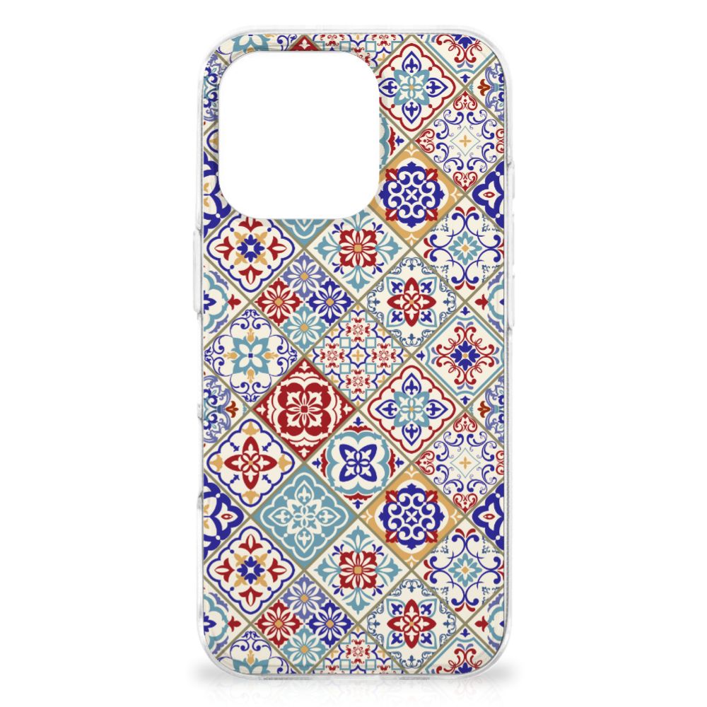 iPhone 16 Pro Max TPU Siliconen Hoesje Tiles Color design tegels vooraanzicht