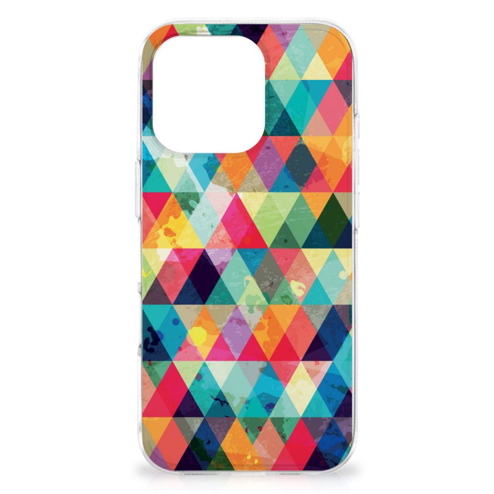 iPhone 16 Pro Max TPU bumper Geruit geometrisch design achterkant