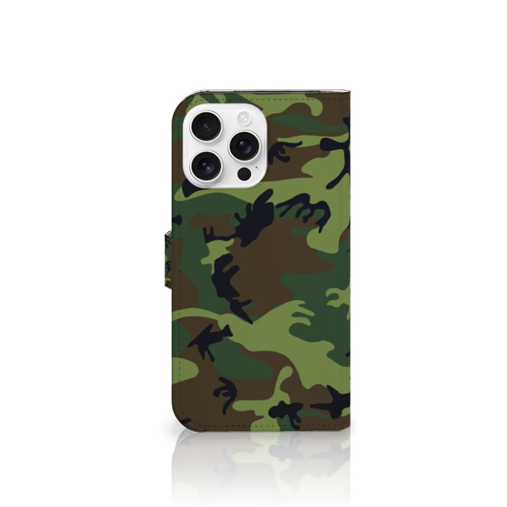iPhone 16 Pro Max Telefoon Hoesje Army Dark telefoonhoesje camouflage print voorkant
