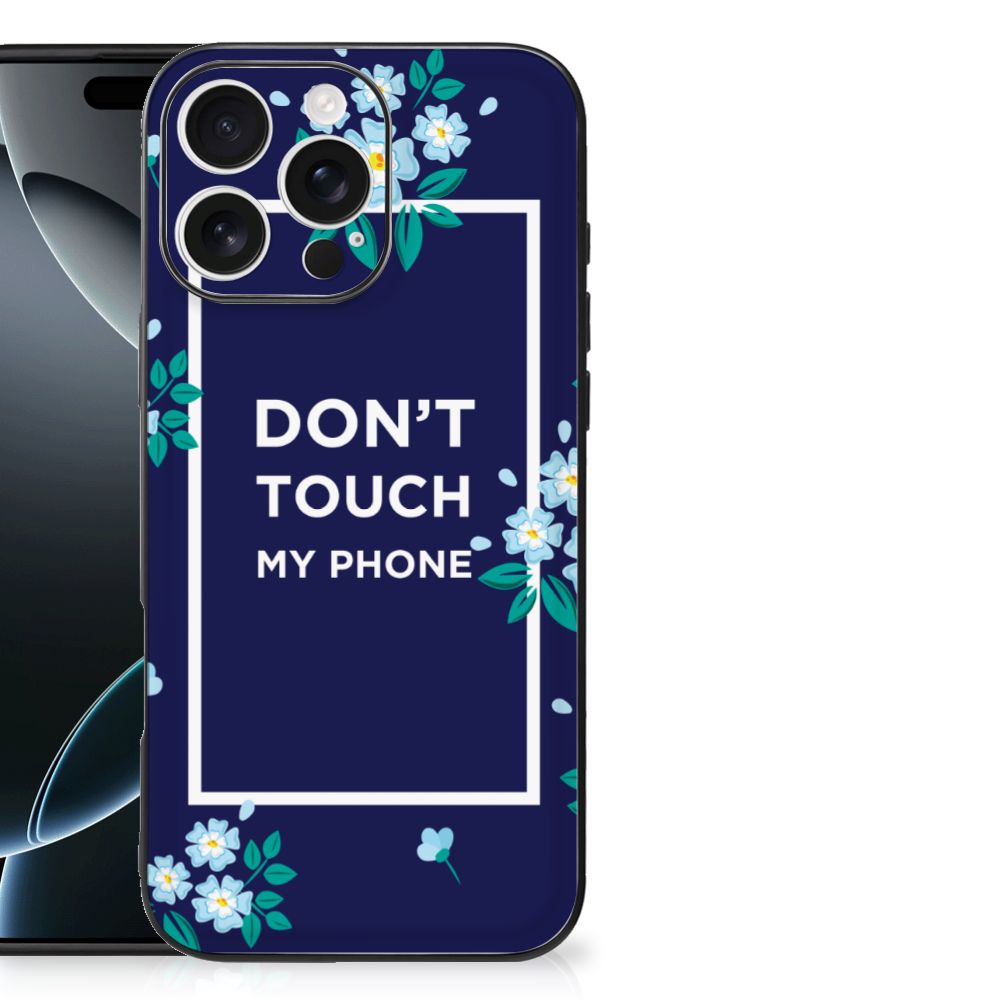 Apple iPhone 16 Pro Max Telefoon Hoesje Flowers Blue DTMP bloemen ontwerp voorkant
