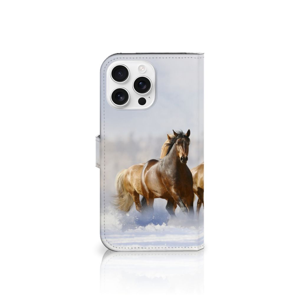 iPhone 16 Pro Max Telefoonhoesje met Pasjes Paarden design paarden aanzicht