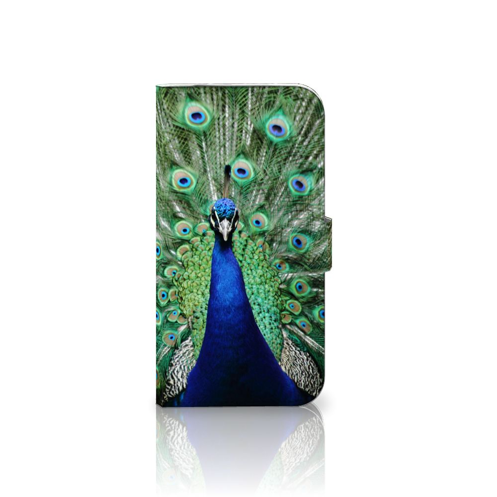 iPhone 16 Pro Max Telefoonhoesje met Pasjes Pauw telefoonhoesje pauw aanzicht